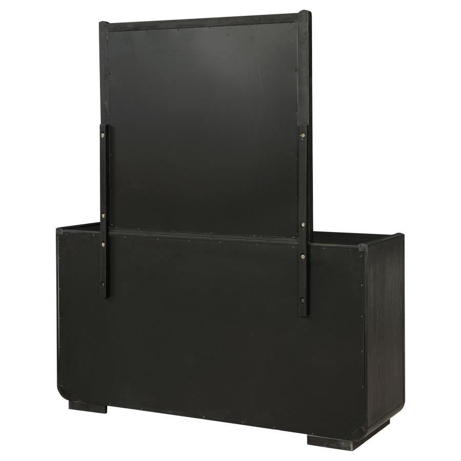 Leandro 8-Drawer Bedroom Dresser With Mirror Burnished Black