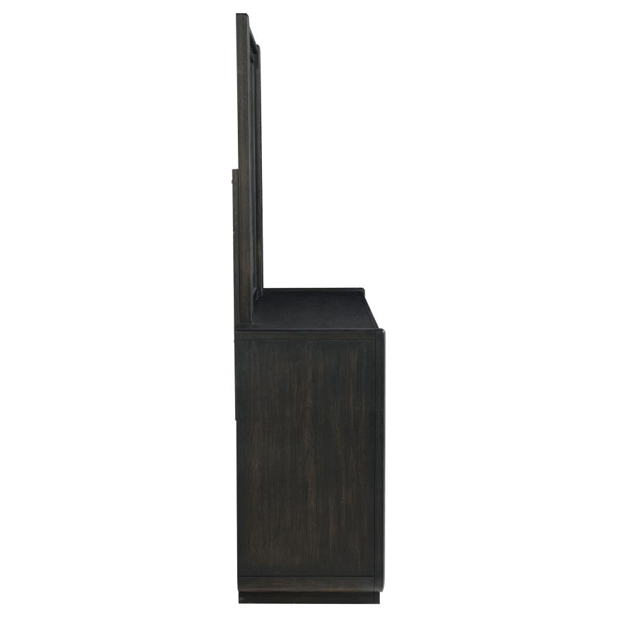 Leandro 8-Drawer Bedroom Dresser With Mirror Burnished Black