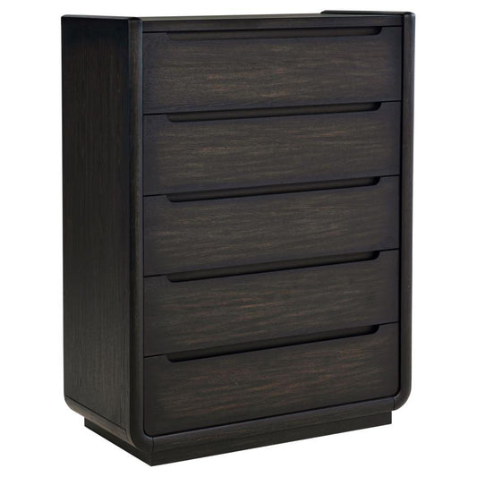 Leandro 5-Drawer Bedroom Chest Of Drawers Burnished Black