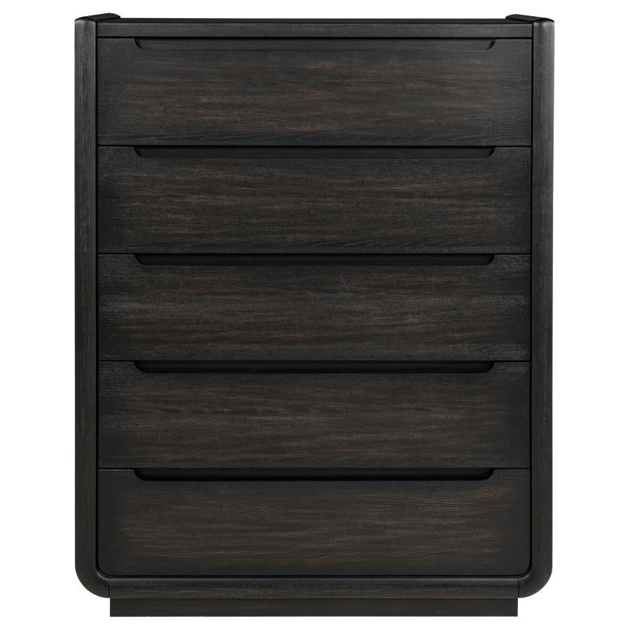 Leandro 5-Drawer Bedroom Chest Of Drawers Burnished Black