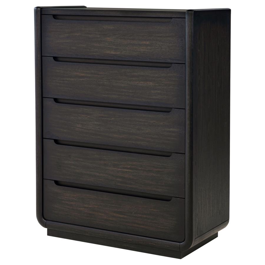 Leandro 5-Drawer Bedroom Chest Of Drawers Burnished Black