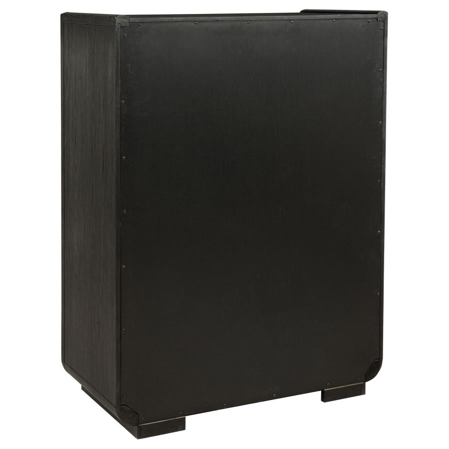Leandro 5-Drawer Bedroom Chest Of Drawers Burnished Black