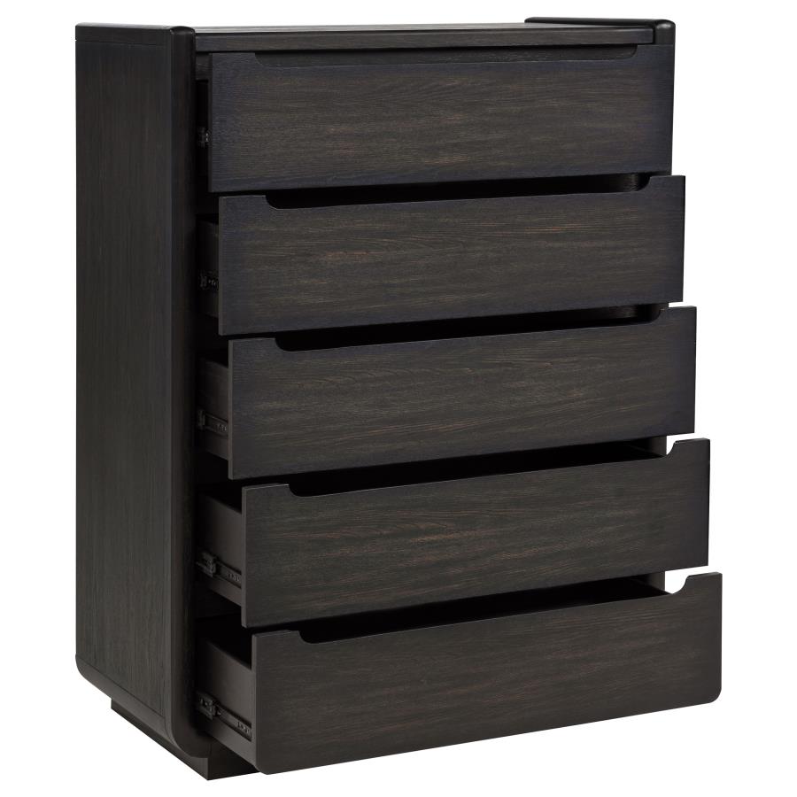 Leandro 5-Drawer Bedroom Chest Of Drawers Burnished Black
