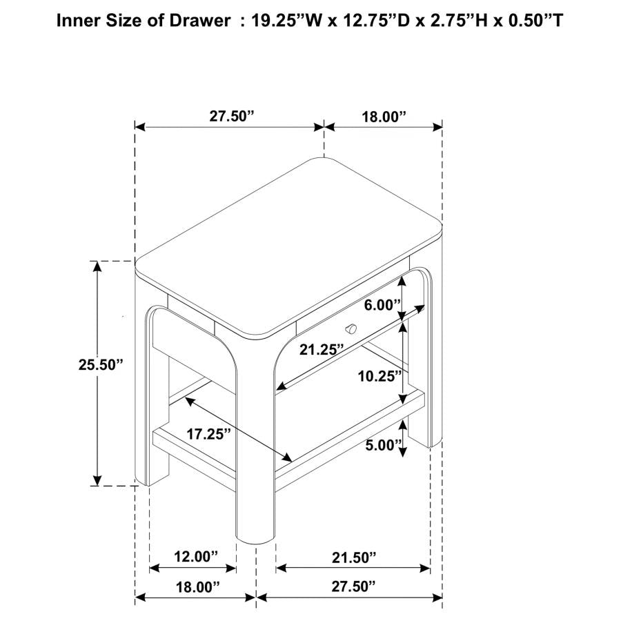 Solano 1-Drawer Nightstand Bedside Table Weathered Mango