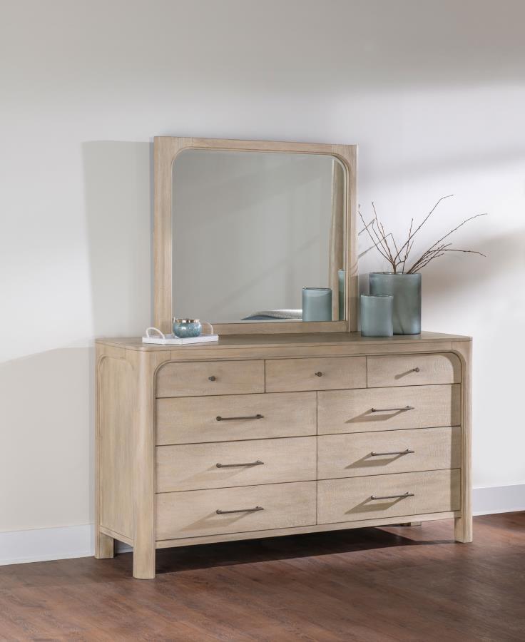 Solano 9-Drawer Bedroom Dresser With Mirror Weathered Mango