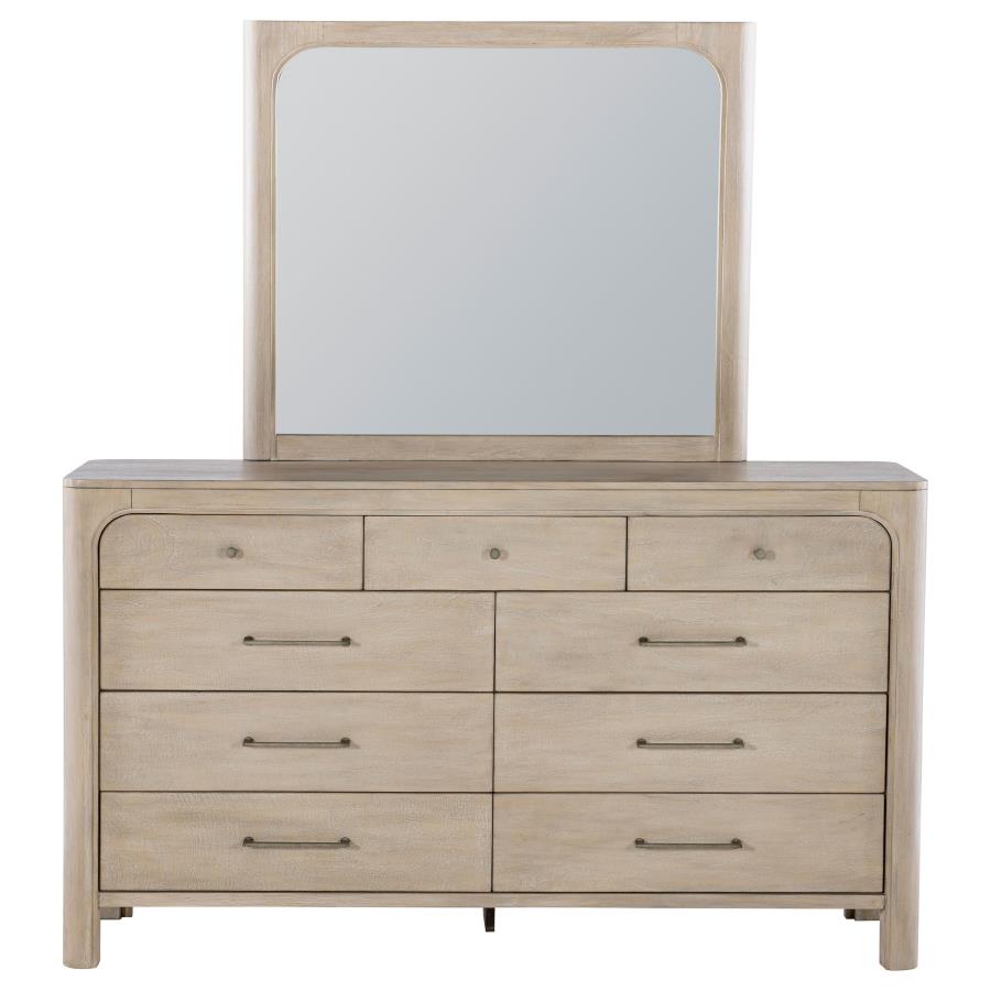 Solano 9-Drawer Bedroom Dresser With Mirror Weathered Mango