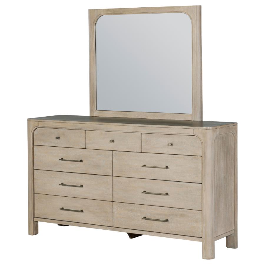Solano 9-Drawer Bedroom Dresser With Mirror Weathered Mango