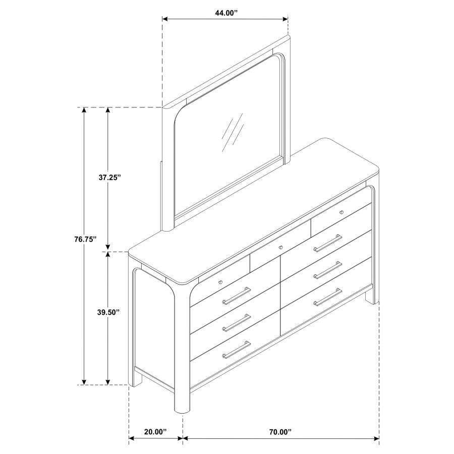 Solano 9-Drawer Bedroom Dresser With Mirror Weathered Mango