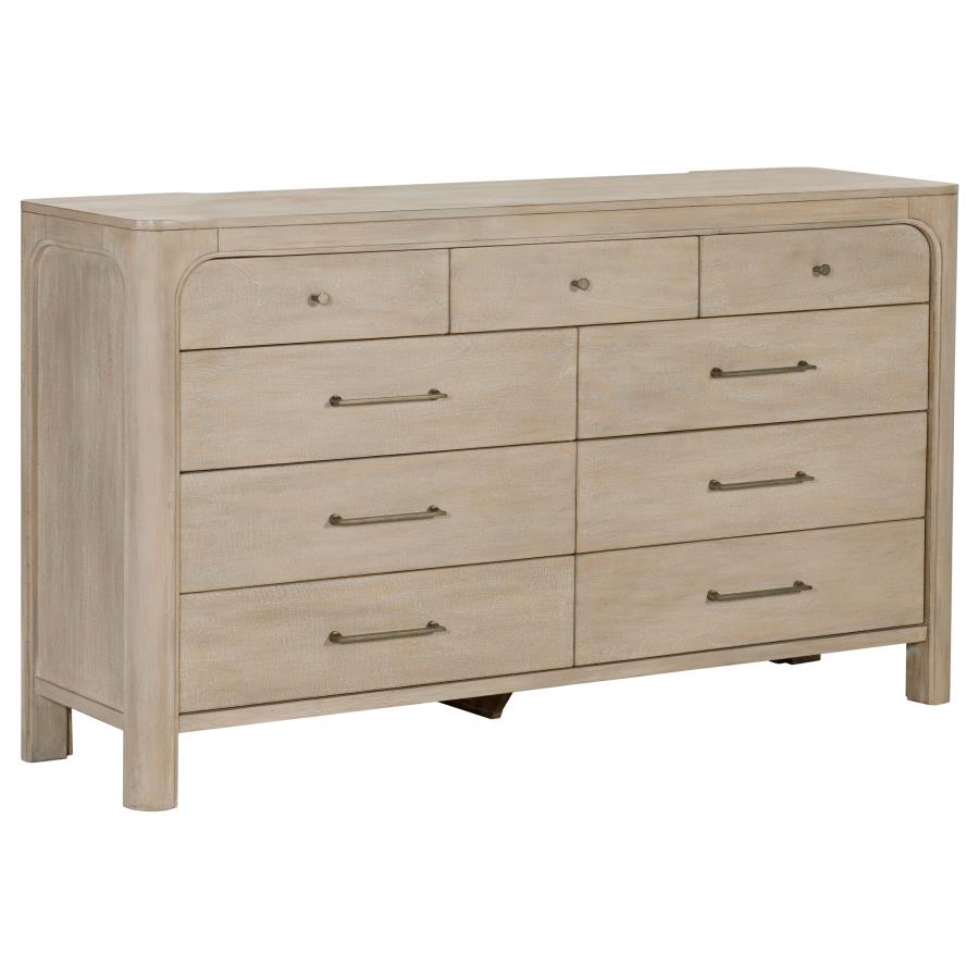 Solano 9-Drawer Bedroom Dresser Cabinet Weathered Mango