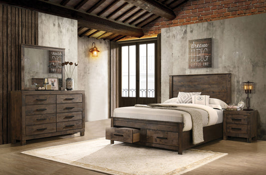 Woodmont Queen Storage Bed Rustic Golden Brown