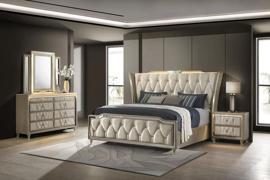 Lorient 4-Piece Queen Bedroom Set Ivory And Camel