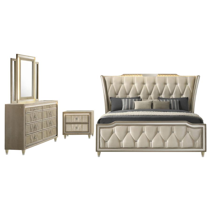 Lorient 4-Piece Queen Bedroom Set Ivory And Camel