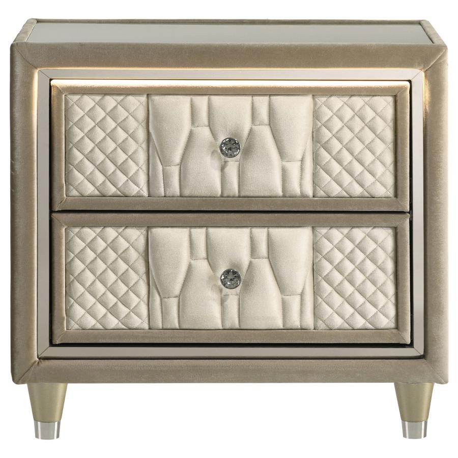 Lorient 2-Drawer Led Nightstand With Usb Ivory And Camel