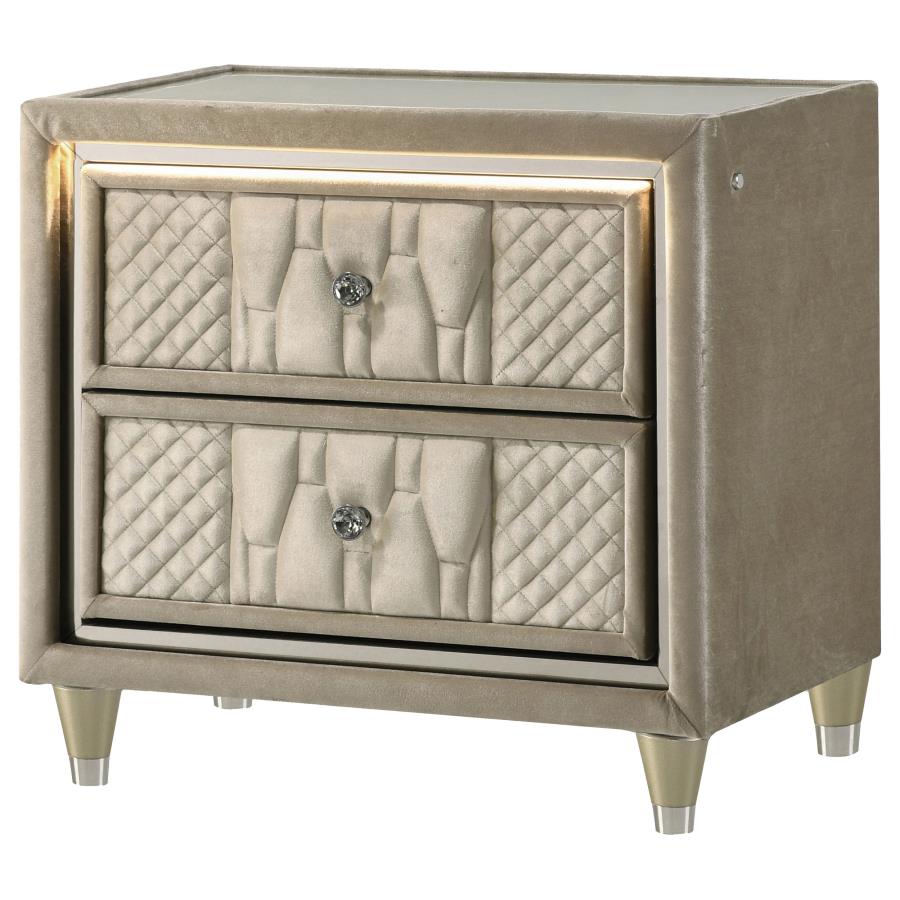Lorient 2-Drawer Led Nightstand With Usb Ivory And Camel