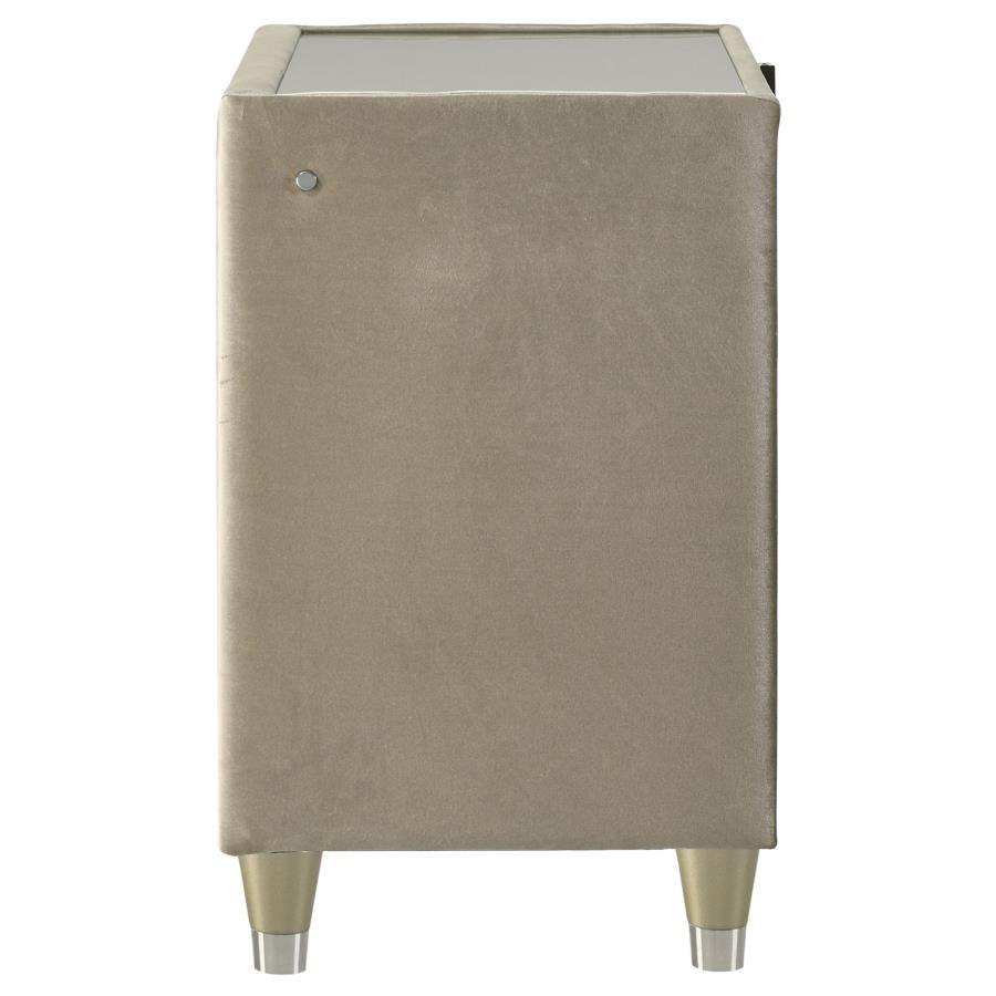 Lorient 2-Drawer Led Nightstand With Usb Ivory And Camel