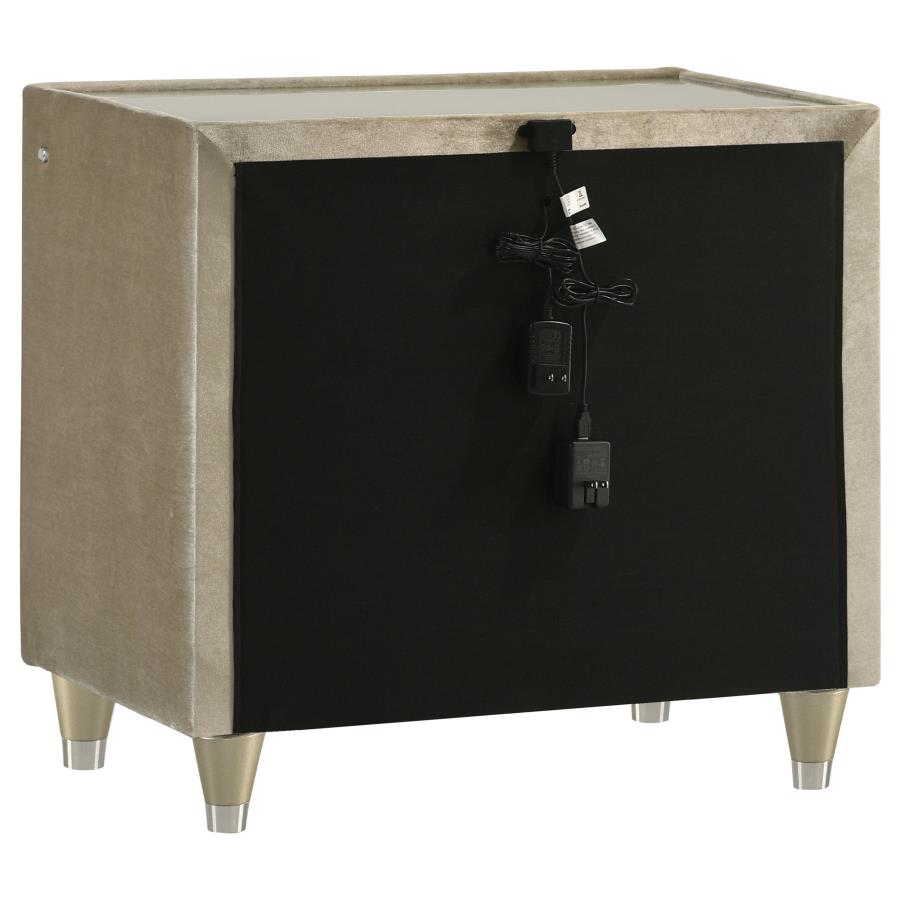 Lorient 2-Drawer Led Nightstand With Usb Ivory And Camel