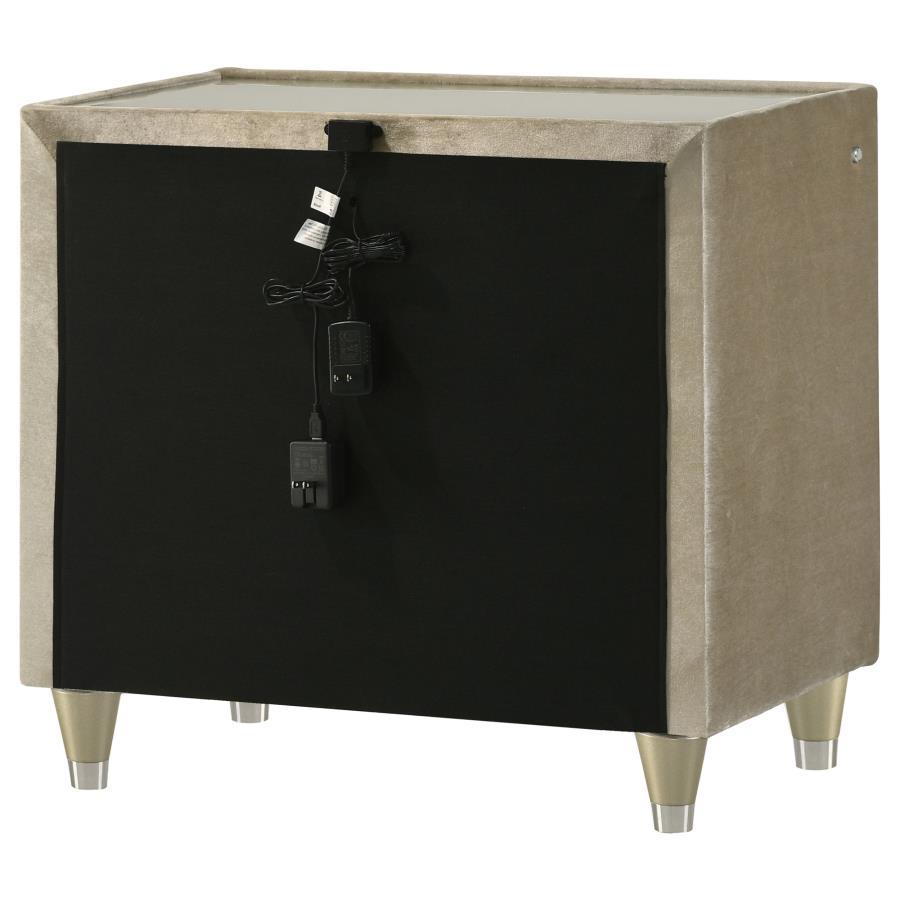 Lorient 2-Drawer Led Nightstand With Usb Ivory And Camel
