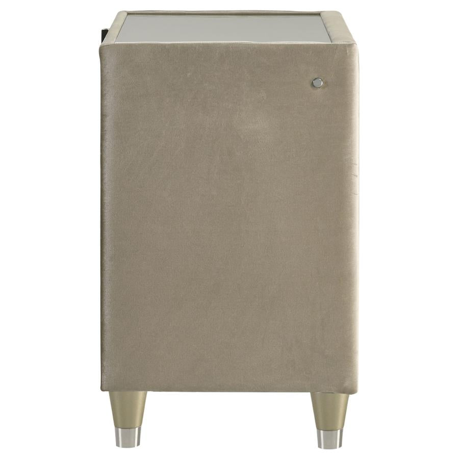 Lorient 2-Drawer Led Nightstand With Usb Ivory And Camel