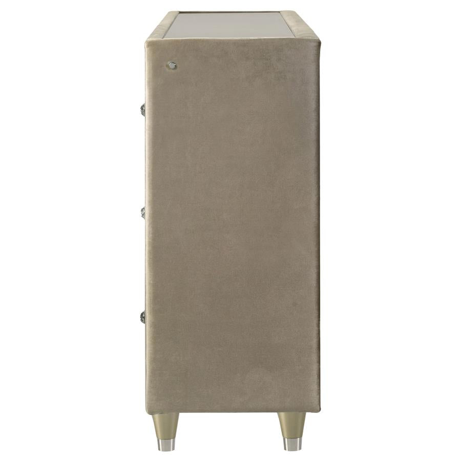 Lorient 8-Drawer Led Bedroom Flame Box Dresser Ivory Camel