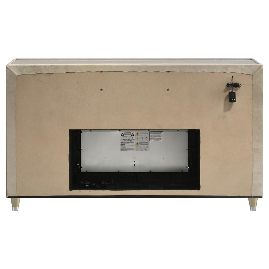 Lorient 8-Drawer Led Bedroom Flame Box Dresser Ivory Camel