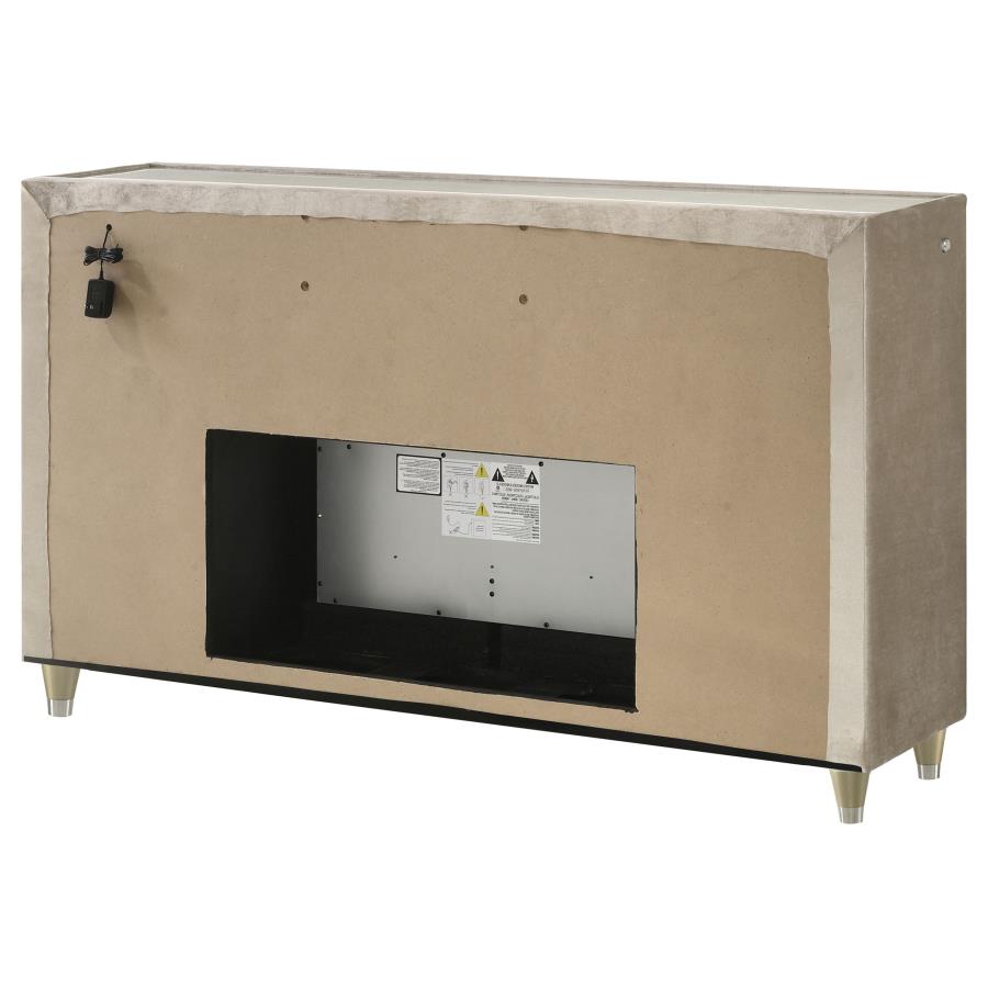 Lorient 8-Drawer Led Bedroom Flame Box Dresser Ivory Camel