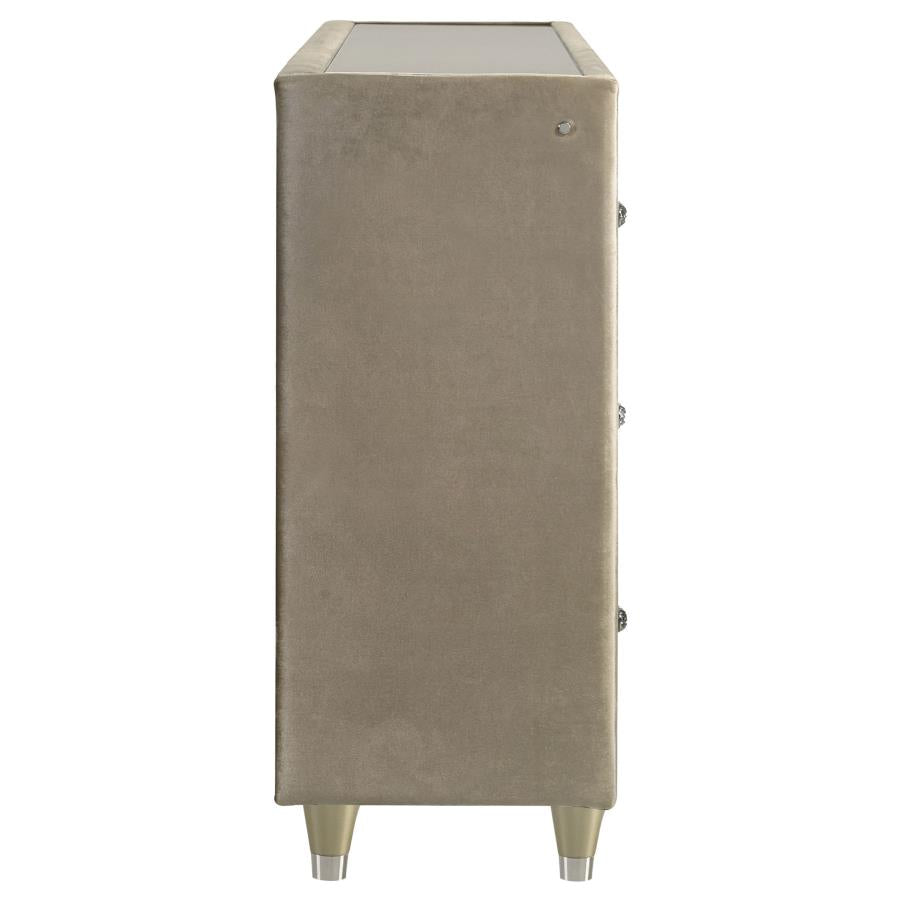 Lorient 8-Drawer Led Bedroom Flame Box Dresser Ivory Camel