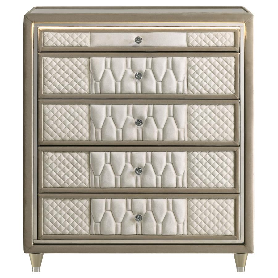 Lorient 5-Drawer Led Chest Of Drawers Ivory And Camel