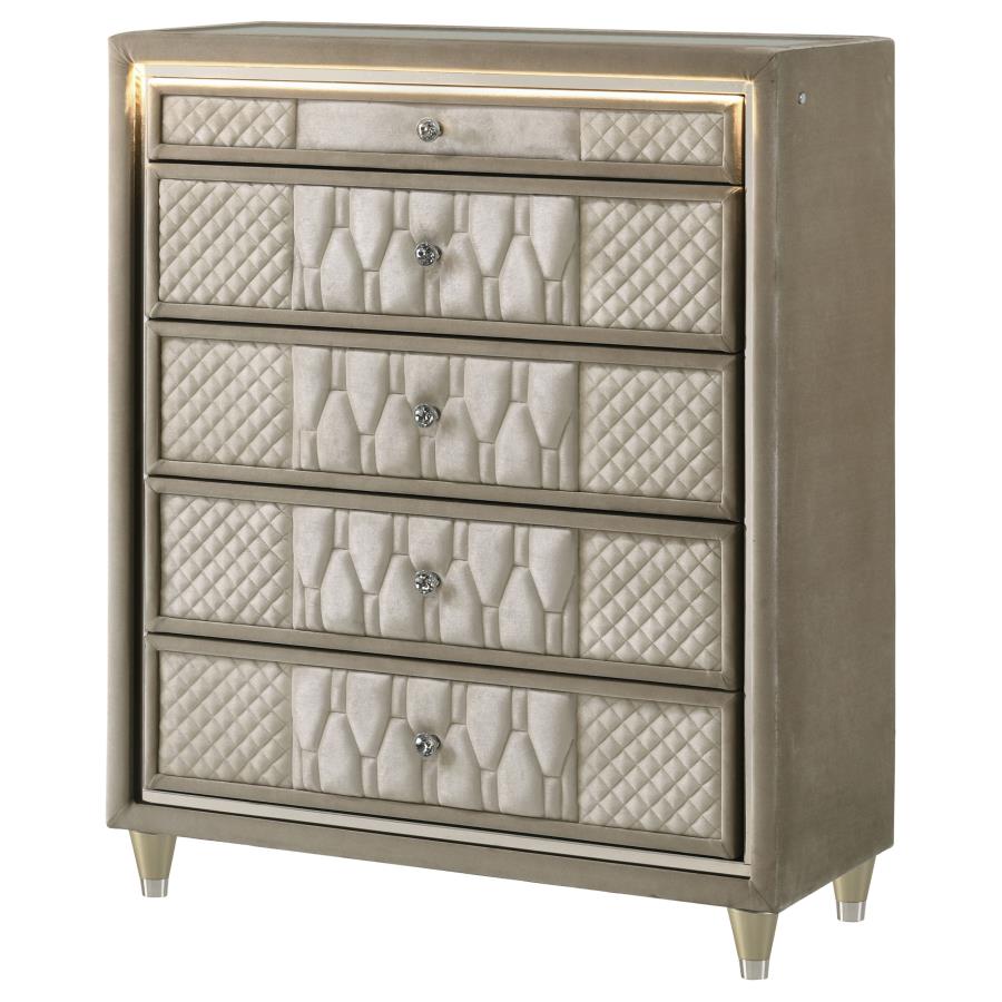 Lorient 5-Drawer Led Chest Of Drawers Ivory And Camel