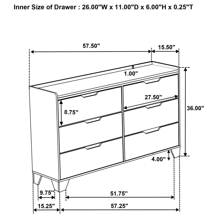 Henderson 6-Drawer Bedroom Dresser Cabinet Medium Oak