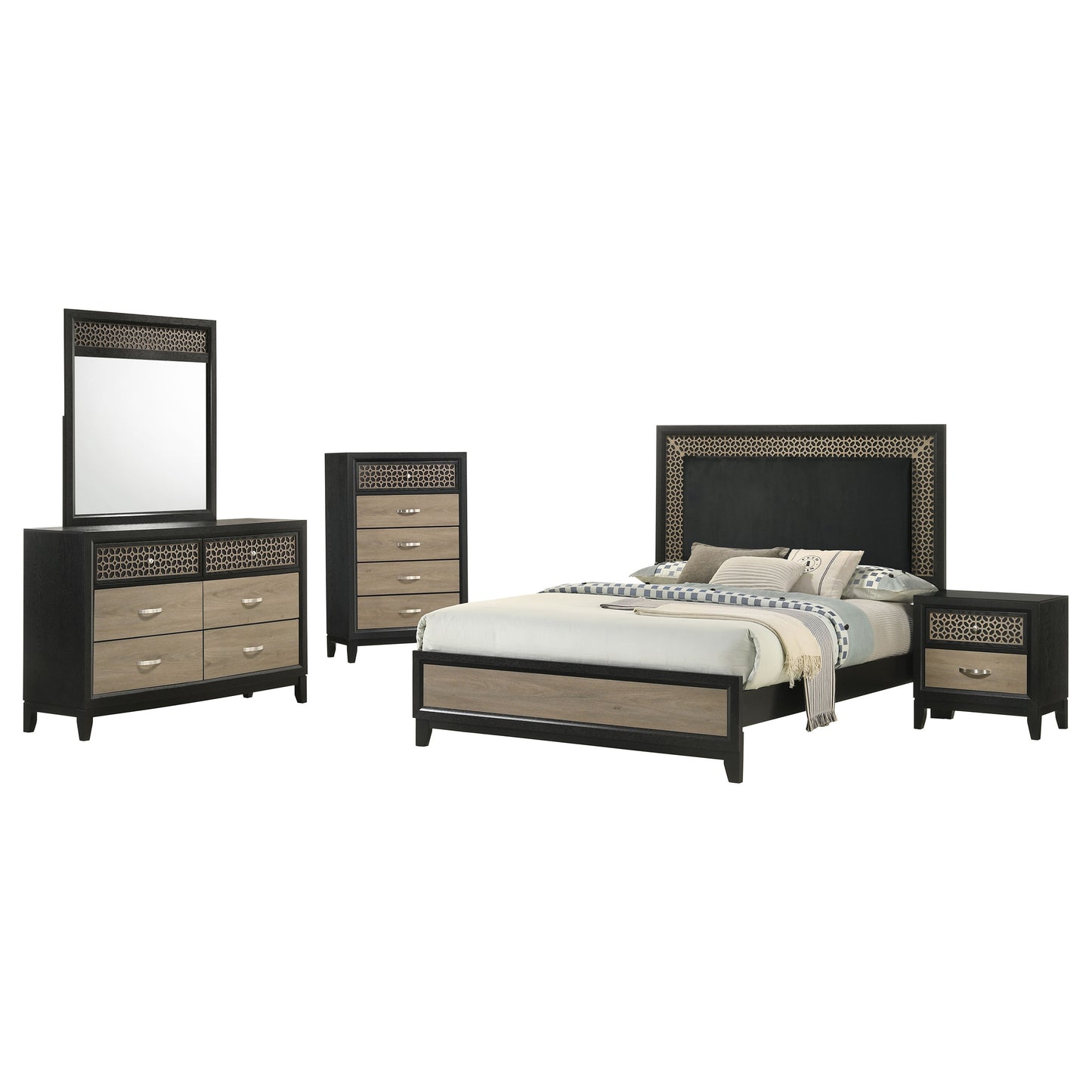 Valencia Queen Bed Light Brown and Black