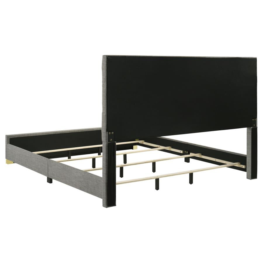 Ines 4-Piece Eastern King Bedroom Set Grey And White High Gloss