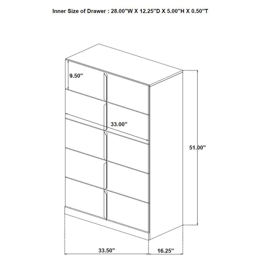 Ines 5-Piece Eastern King Bedroom Set Grey And White High Gloss