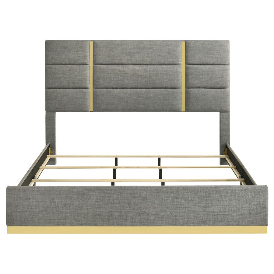 Ines 56-Inch Fabric Upholstered Eastern King Panel Bed Grey