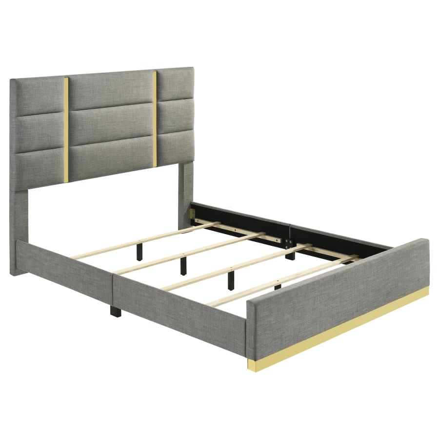 Ines 4-Piece Queen Bedroom Set Grey And White High Gloss