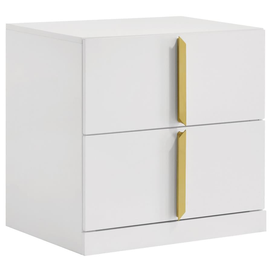Ines 4-Piece Queen Bedroom Set Grey And White High Gloss