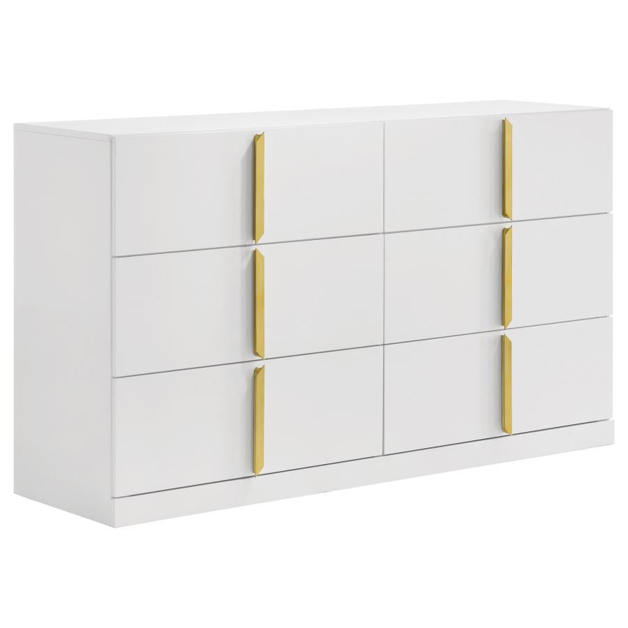 Ines 4-Piece Queen Bedroom Set Grey And White High Gloss
