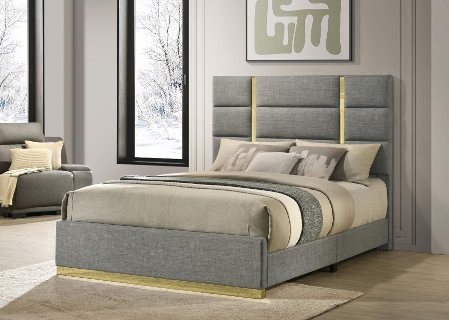 Ines 56-Inch Fabric Upholstered Queen Panel Bed Grey