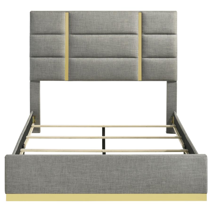 Ines 56-Inch Fabric Upholstered Queen Panel Bed Grey