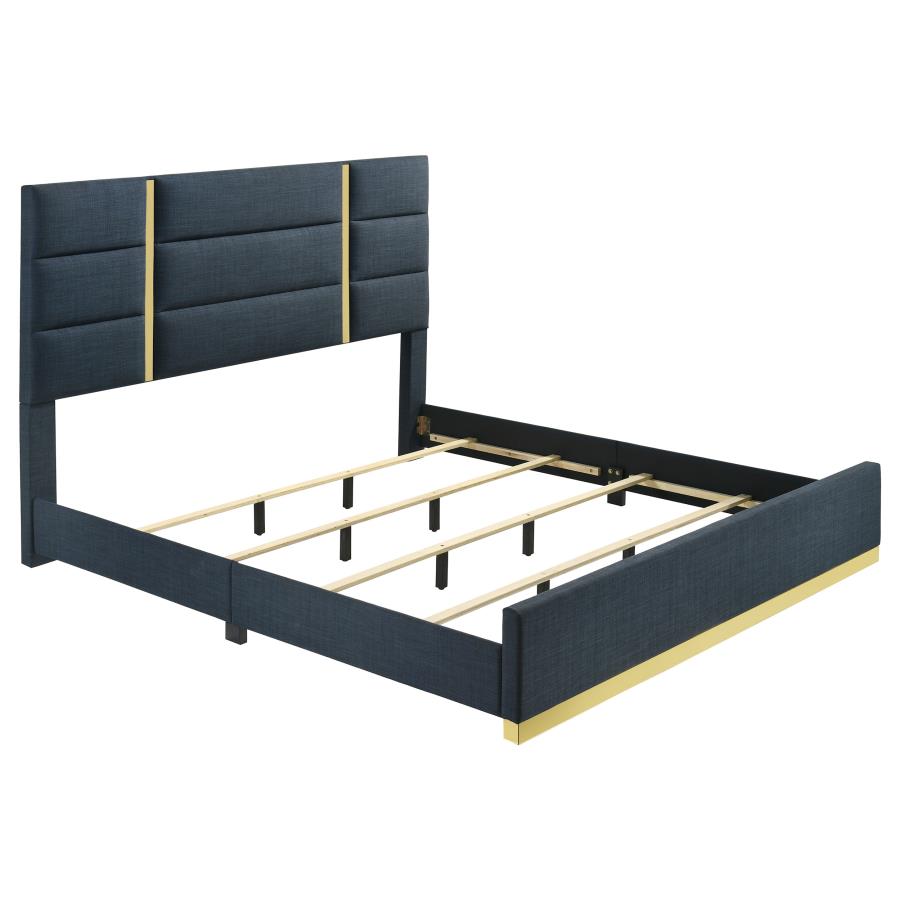 Ines 4-Piece Eastern King Bedroom Set Navy And White High Gloss