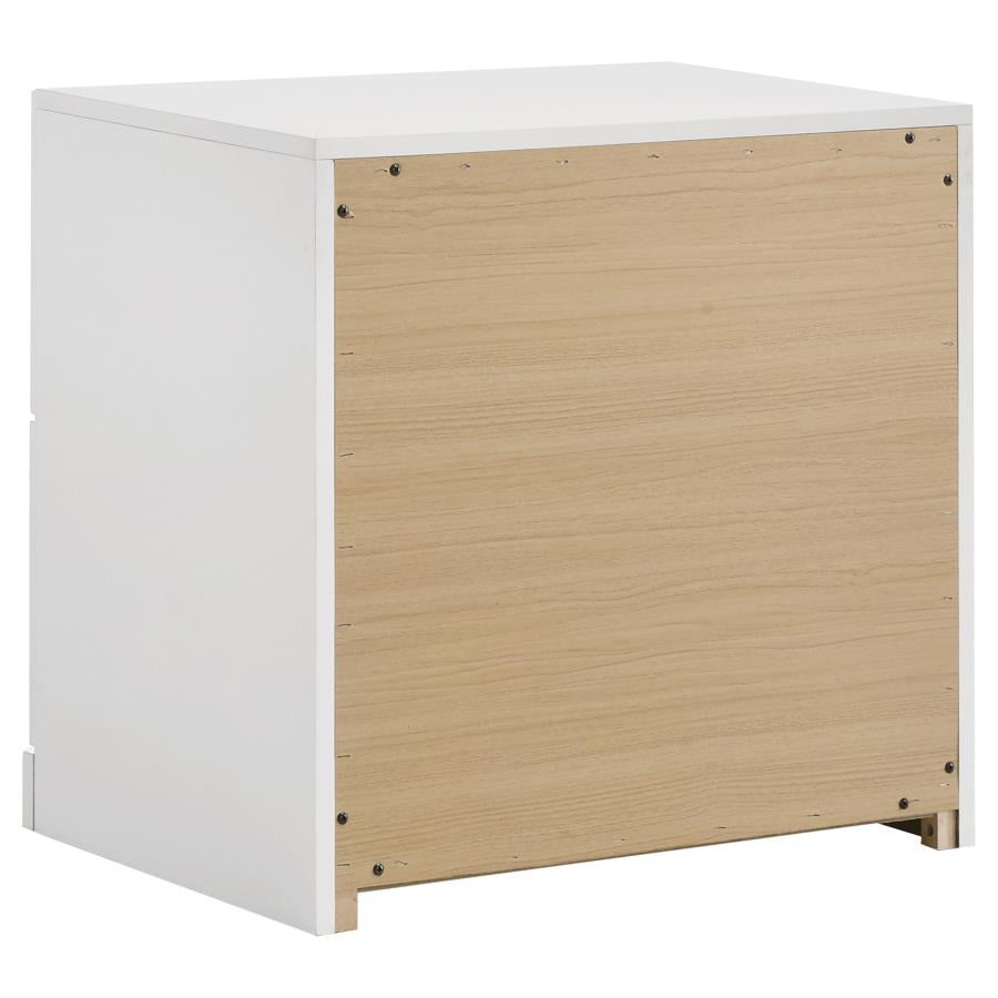Ines 2-Drawer Nightstand Bedside Table White High Gloss