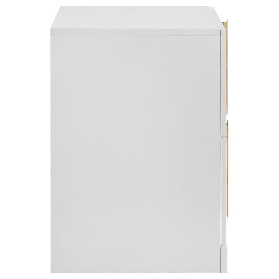 Ines 2-Drawer Nightstand Bedside Table White High Gloss