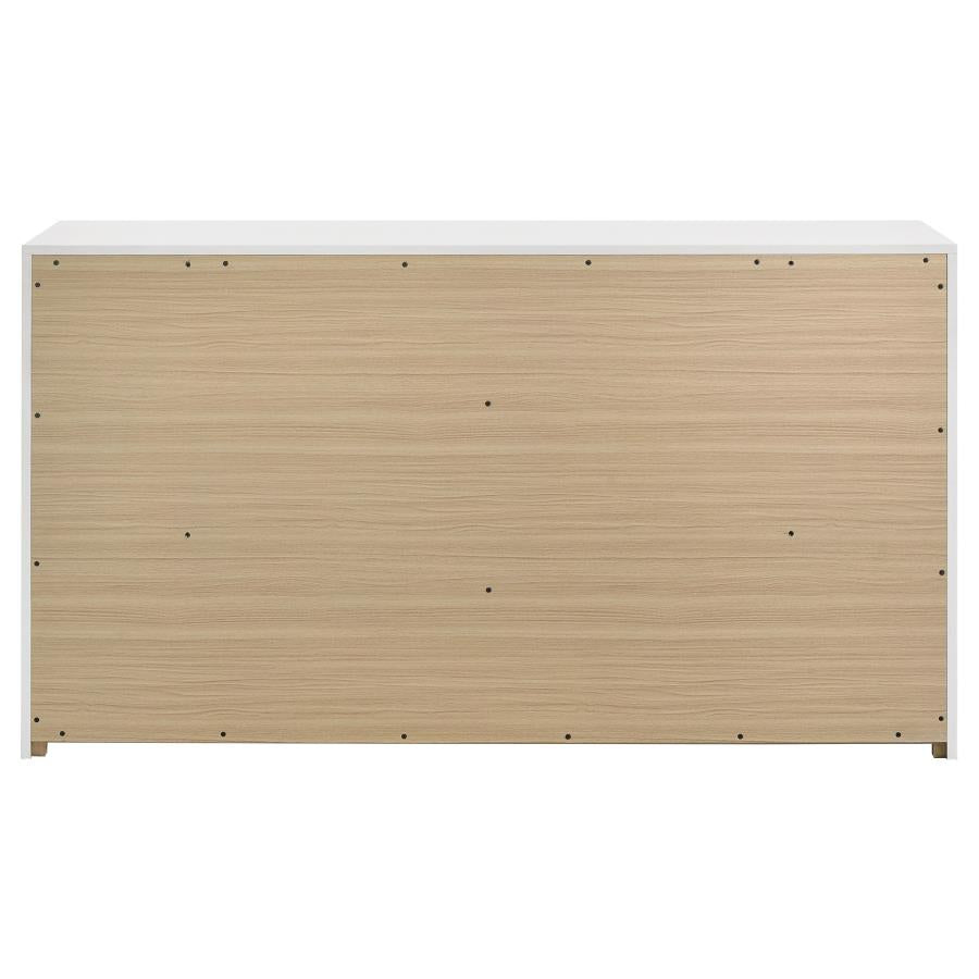 Ines 6-Drawer Bedroom Dresser Cabinet White High Gloss