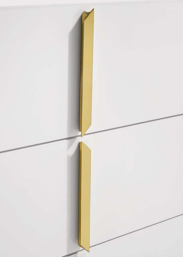 Ines 6-Drawer Bedroom Dresser Cabinet White High Gloss