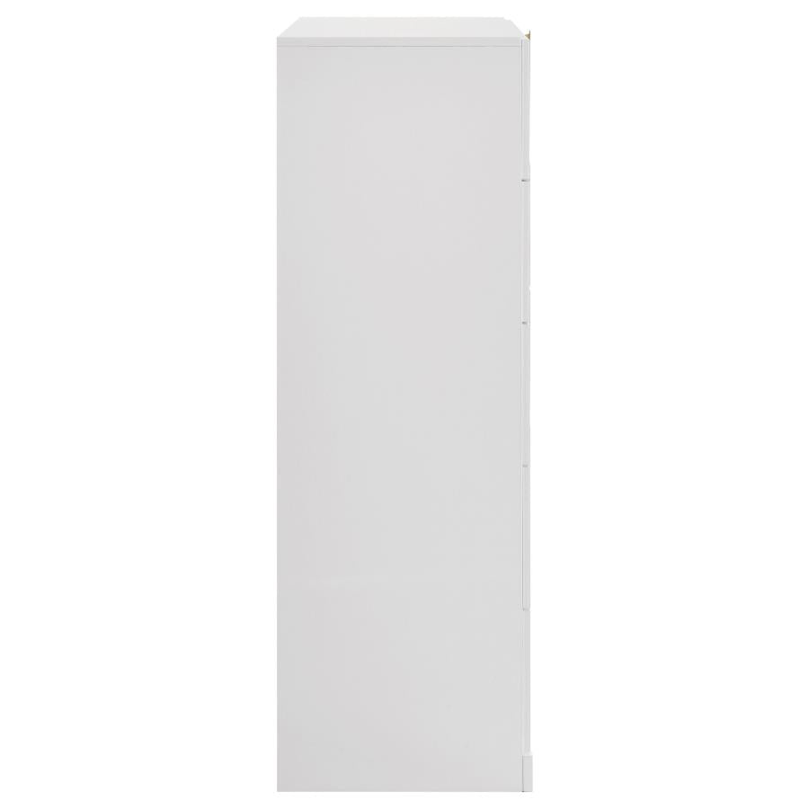 Ines 5-Drawer Bedroom Chest Of Drawers White High Gloss
