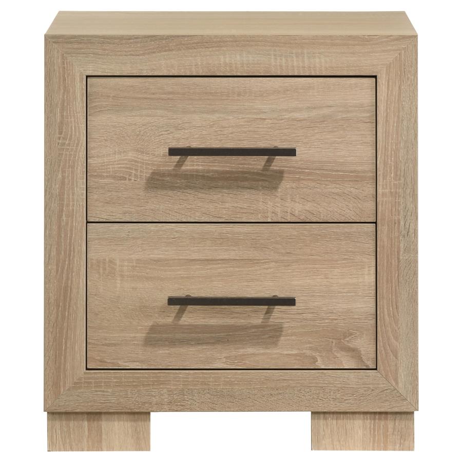 Arielle 2-Drawer Bedroom Nightstand With Casters Light Oak