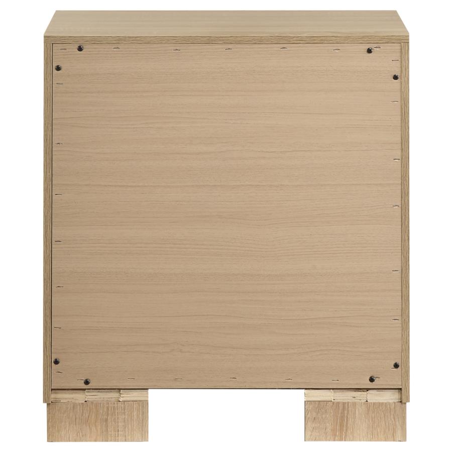 Arielle 2-Drawer Bedroom Nightstand With Casters Light Oak