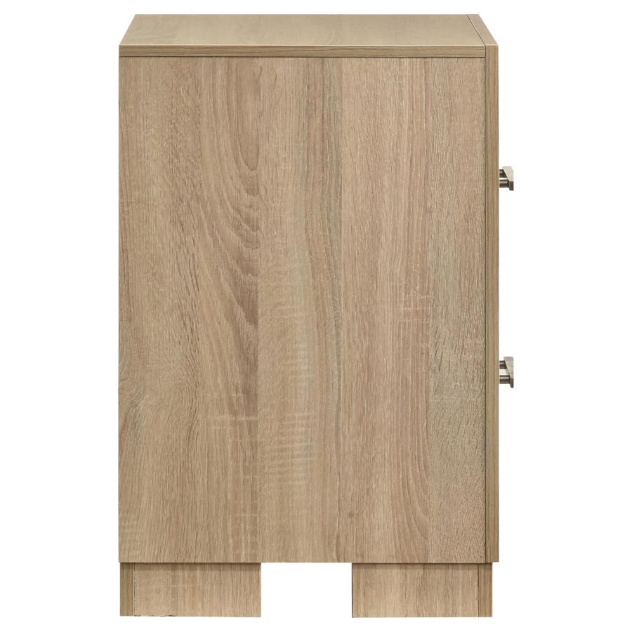 Arielle 2-Drawer Bedroom Nightstand With Casters Light Oak