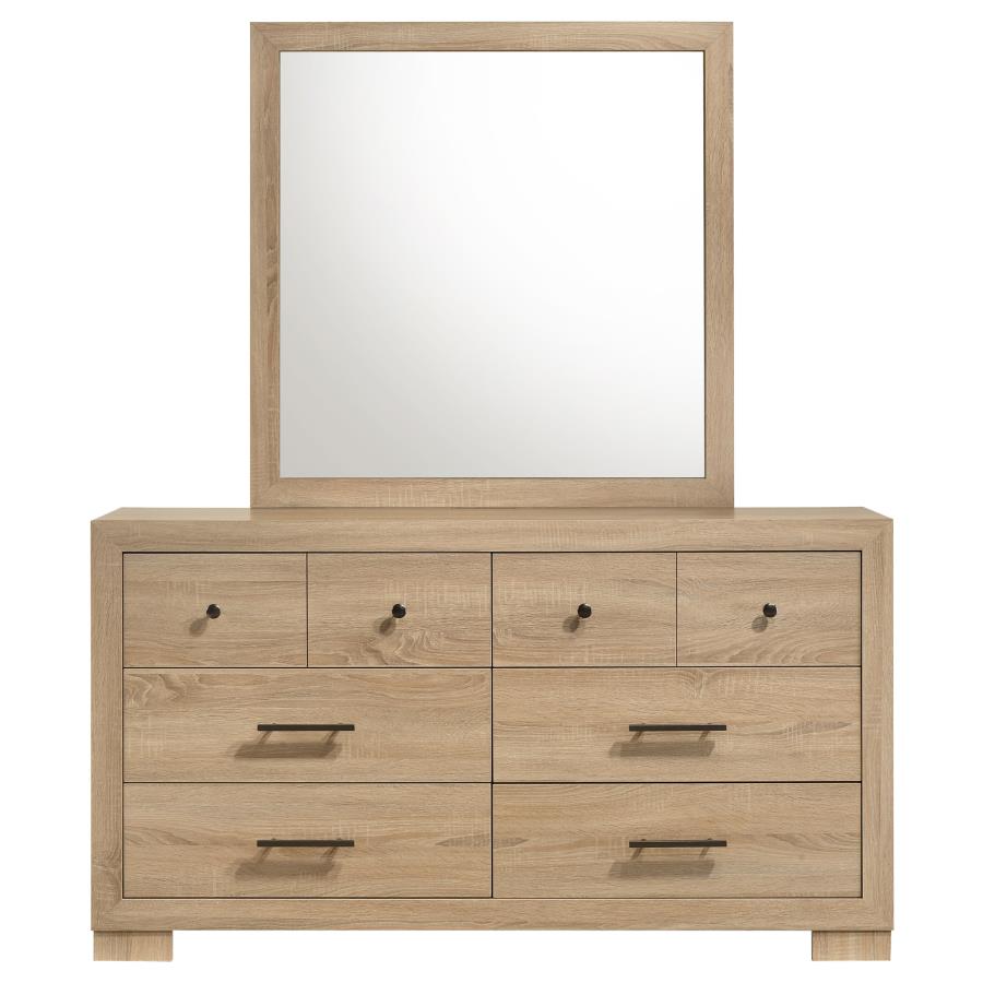 Arielle 6-Drawer Bedroom Dresser With Mirror Light Oak