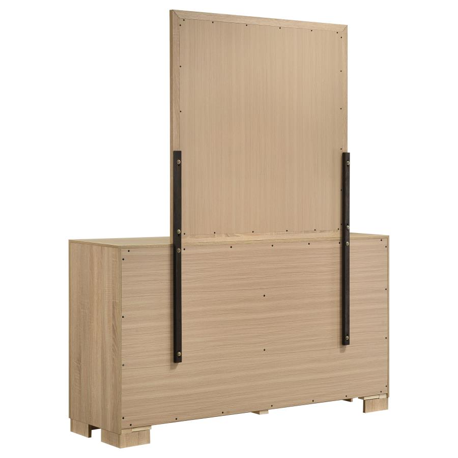 Arielle 6-Drawer Bedroom Dresser With Mirror Light Oak