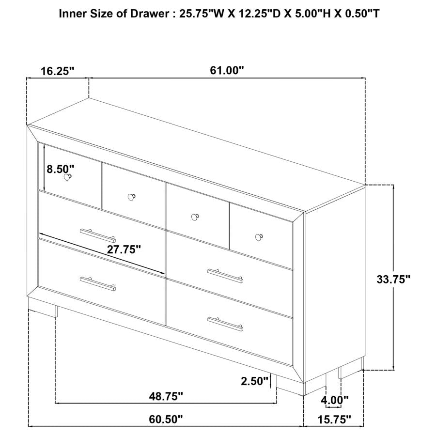 Arielle 6-Drawer Bedroom Dresser Cabinet Light Oak
